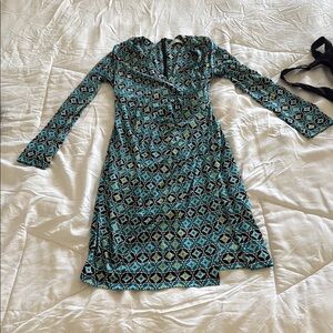 Geometric Patterned Green Dress